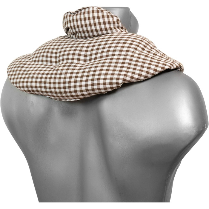 Подушка для шиї зі стійкою, коричнево-біла - подушка зі спельти - подушка для шиї, тепла подушка - подушка зі зерна спельти для шиї та плечей