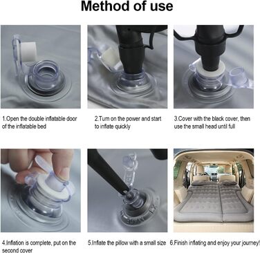 Надувний матрац Vinteky, надувний автомобільний матрац/ліжко з електричним повітряним насосом та 2 подушками, універсальний автомобільний матрац для багажника та позашляховика, для кемпінгу/подорожей/відпочинку на природі, 175 см x 130 см, сірий