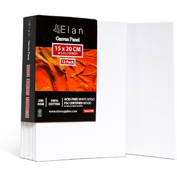 Полотно Elan Thin 40x40, 6-PACK 100 бавовняне полотно для малювання велике, малярський картон для акрилових фарб, дошка для малювання акрил, полотно художника велике, полотно для живопису біле, малярські дошки для розпису (15x20 см)