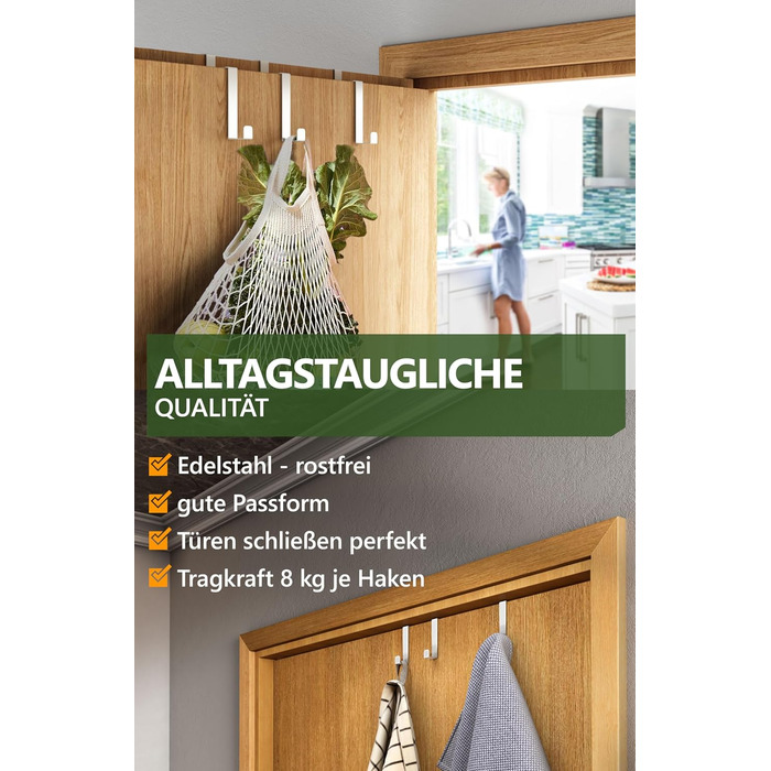 Дверні гачки 4smile - набір з 10 шт. , білі - дверні гачки з нержавіючої сталі для підвішування всередині, складні двері дверні га