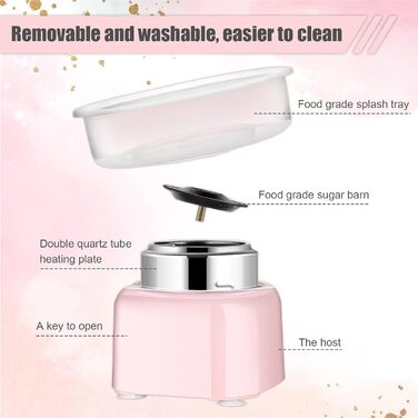 Машина для виробництва солодкої вати для дому, машина для виробництва солодкої вати з великою мискою, машина для солодкої вати потужністю 500 Вт для вечірки, проста в експлуатації та легка чистка