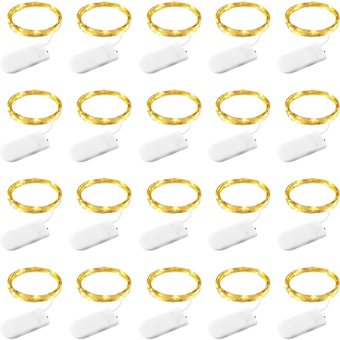 Світлодіодна батарея казкових вогнів, 20 шт. 1M 10 світлодіодів теплі білі внутрішні казкові вогні з акумулятором для спальні, веч