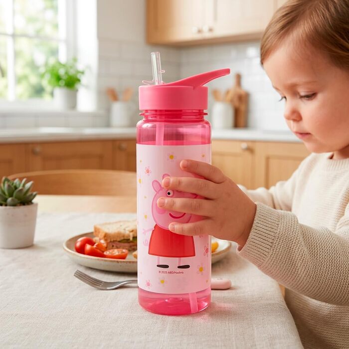 Ланчбокс Peppa Pig Квіти, Barbo Toys для дітей 38 років, міцний та легкий, можна мити в посудомийній машині, рожевий з квітковим малюнком, розміри 17,5x13x5,5 см