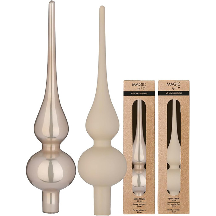 Скляна новорічна верхівка для ялинки 26 см сіро-коричнева Inge-glas