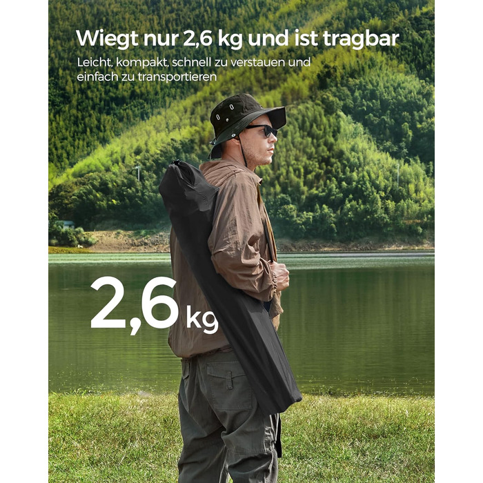 Складаний кемпінговий стілець SONGMICS, 2 шт., зручна міцна конструкція, витримує до 150 кг, з тримачем для напоїв, вуличний стілець, чорний