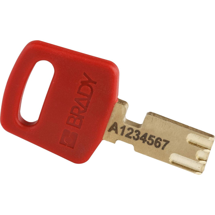 Замок блокувальний Brady SafeKey (NYL-RED-38ST-KD) нейлоновий з сталевою дужкою 38 мм, червоний, індивідуальний ключ -