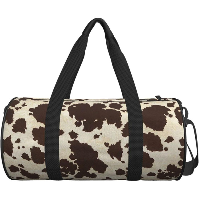 Спортивна сумка з натуральної яловичої шкіри з візерунком коров'яча шкіра, для фітнесу, подорожей та багажу. Велика дорожня сумка для чоловіків та жінок, ідеальна для коротких поїздок та вихідних.