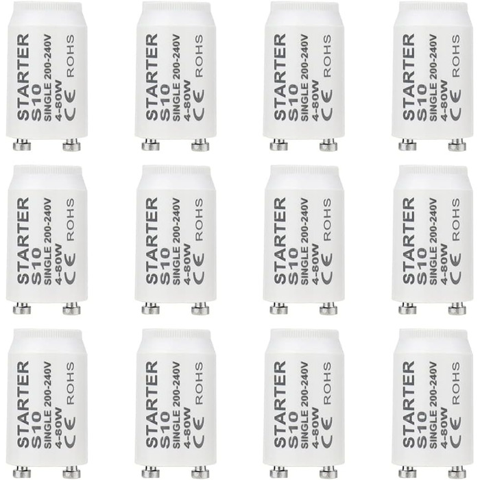 Пускач для люмінесцентних ламп BlueXP 12 шт. Стартер S10 longlife 4-80 Вт 200-240 В пускач для люмінесцентних ламп індивідуальне перемикання люмінесцентних ламп