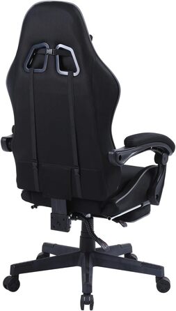 Ігровий стілець з підставкою для ніг - м&39які підлокітники - регульована висота - чорний