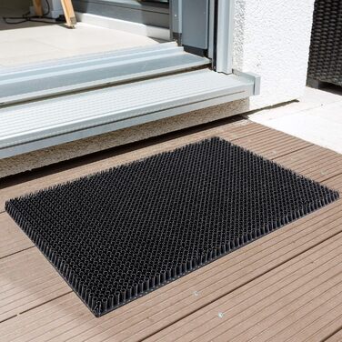 Килимок для садових дверей, стійкий до атмосферних впливів - Антрацит 40 x 60 см - Килимок для вуличного використання, що вловлює бруд - Килимок для дверей, що легко чиститься - Пластикова щетина, висота 1,4 см, 40 x 60 см (прямокутний), антрацит