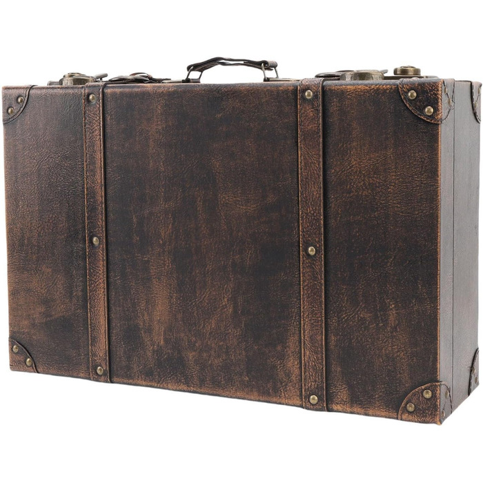 Декоративний вінтажний футляр для зберігання, чарівна ретро-скриня для багажу, реквізиту для весільної фотографії, антикварна скриня для декору кімнати для гостей, 45 x 30 x 15 см (коричневий)