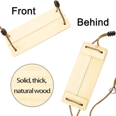 Дерев'яні гойдалки KINSPORY, садові гойдалки з регульованою конопляною мотузкою, для внутрішнього та зовнішнього використання, сид