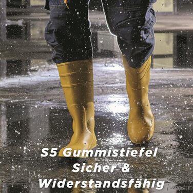 Робочий одяг Scheibler захисні черевики з ПВХ S5 зі сталевим носком та захистом щиколотки нековзне та водонепроникне захисне взуття доступне в розмірах 39-47 (оливково-жовто-чорний) Жовтий 45 EU