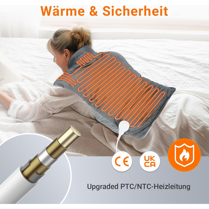 Грілка Comfytemp з обтяженням для спини, плечей та шиї з 9 режимами нагрівання, 0,5-9 годин, автоматичне вимкнення, 1,1 кг, грілка для спини, грілка для шиї, грілка, подарунки для мам, жінок, мам, тат, сіра, 53x85 см