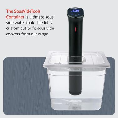 Контейнер для су-від SousVideTools з полікарбонату, 11,6 л, з кришкою, сумісний з термостатом Anova, прозорий, для приготування їжі, без BPA, з антипригарним покриттям та придатний для миття в посудомийній машині