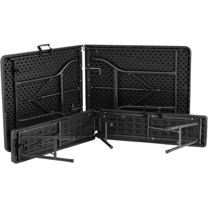 Комплект садових меблів tectake з 3 предметів, складаний кемпінговий стіл з 2 пивними лавками, балконні меблі, комплект садових або патіо столів, комплект пивного намету, з ручками для перенесення, довжина 180 см (чорний) Чорний (імітація ротанга)