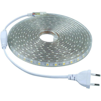 Стрічка LED SMD5050 220V 3M 60Leds/m холодна 6000k без клею IP65 водонепроникна з вилкою для домашнього текстилю, кухні, саду, бару, вечірки ONSSI LED