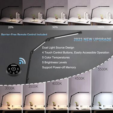 Світлодіодна настільна лампа EYOCEAN, робоче світло з поворотним кронштейном Architect Lamp, офісна настільна лампа з подвійним дж