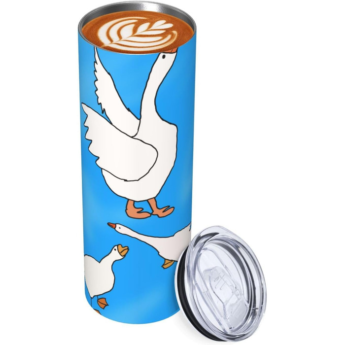 Кухоль з прямою трубочкою, 590 мл, білий гусячий будиночок, дорожній кухоль з принтом, підходить для кемпінгу, офісу та дому