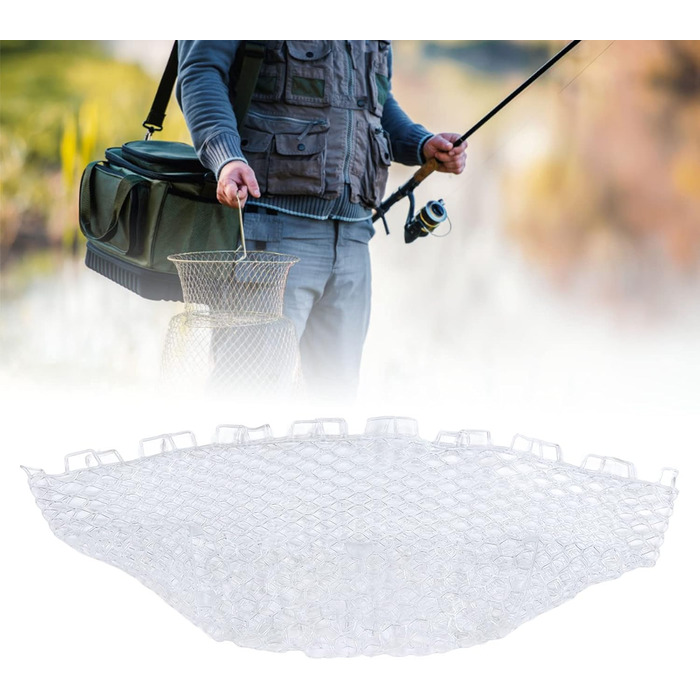 Рибальська сітка OUKENS, 45 x 40 см, біла гумова рибальська сітка, заміна, міцна, складна рибальська сітка, заміна для риболовного інструменту, прісноводна, морська
