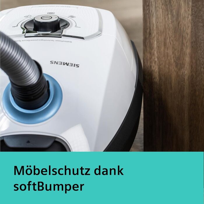 Пилосос із мішком Siemens Z 7.0 VSZ7442S, для алергіків, Hygiene-Filter Plus, насадки для паркету, килимів та плитки, довгий кабель, щілинна та м'яка насадки, 650 Вт, білий, екстратихий 67дБ(А), переможець тестів 2018