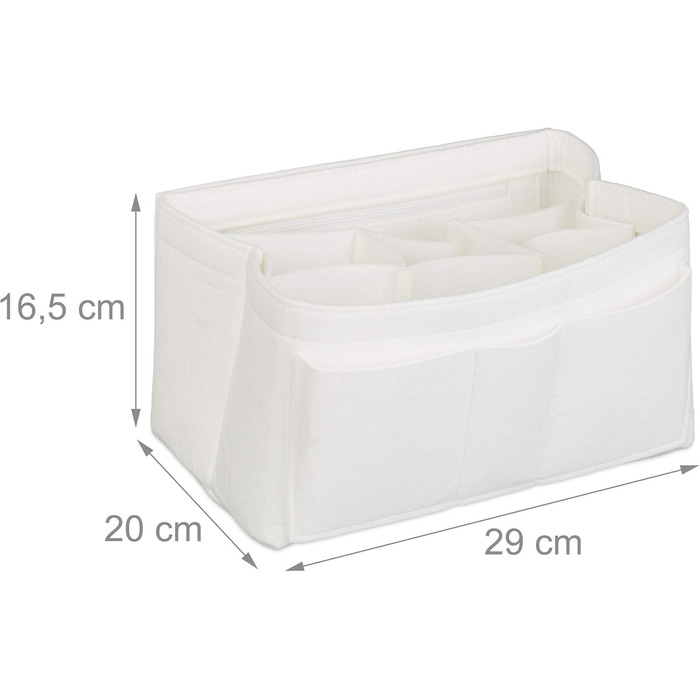 Сумка-органайзер Relaxdays bag, фетр, багато відділень, знімна перегородка, органайзер для сумочки, розмір M, білий