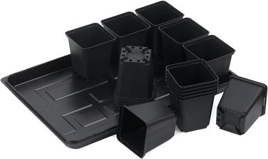 Горщики для розсади Tymar 15 шт. з блюдцями, квітковий горщик з лотками для посадки, з лотком, лотки для перенесення (горщики для розсади 9x9 блюдця, 5 шт.) 5 горщиків для розсади 9x9 блюдця