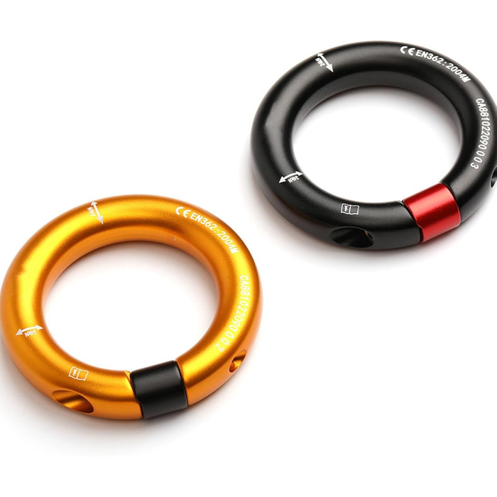 Алюмінієве кільце для спуску Fockety 24 KN, натяжне кільце 2,75 дюйма, з&39єднувальне кільце з отвором 0,47 дюйма, з&39єднувач для мотузки для рятувальників, будівельників, рятувальних робіт, килимок для слеклайну, золотистий