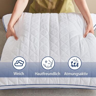 Подушки CELESTA 80x80, комплект з 2 шт. - Подушки з мікрофібри готельної якості на блискавці, пухнасті подушки для сну, дихаючі, можна прати, сертифіковані Oeko 80x80 (комплект з 2 шт.)