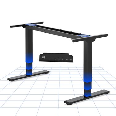 Каркас столу FLEXISPOT з регулюванням висоти, подвійний двигун та 3-рівневі ніжки, регулювання висоти 60-125 см, каркас столу зі світлодіодним дисплеєм висоти, 4 положення пам&39яті та захист від зіткнень (колір Nobel Black) EC5-Lite Black