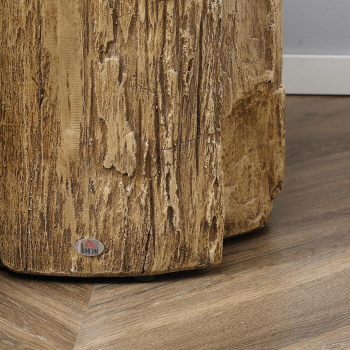 Приставний столик HOMCOM, вигляд пня, водонепроникний тумбочка, журнальний столик з порошку неорганічної руди, підставка для рослин, квітковий табурет для вітальні, спальні, 37 x 37 x 43 см, натуральний колір