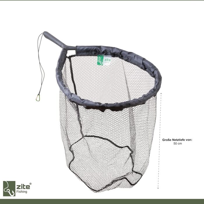 Гумований плавучий підсак Zite Fishing Рибальська сітка для нахлистової та спінінгової ловлі Гумова сітка з гумкою та карабіном, гумований підсак, рибальська сітка
