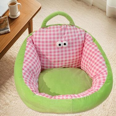 Дитячий диван-крісло MERIGLARE, дитяче крісло-диван, декоративне тканинне крісло зі спинкою, дитяче підлогове крісло з пухнастого оксамиту та шовкового наповнювача для ігрової кімнати, рожеве, L