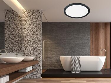 Стельовий LED-світильник Reality Camillus R62922432, матовий чорний пластик, білий акрил, 24 Вт, діаметр 40 см