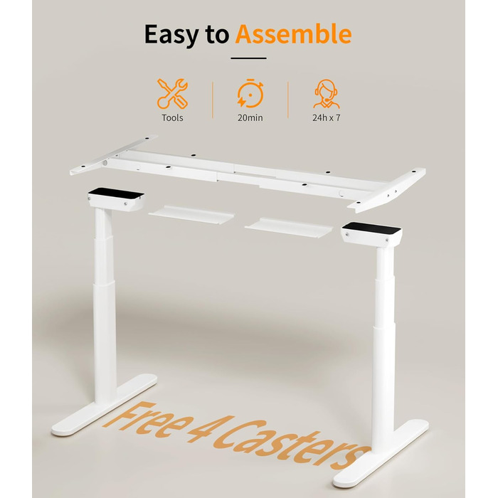 Каркас столу MAIDeSITe EL2 Plus Art з регульованою висотою та овальною конструкцією ніжок, електричний двомоторний каркас столу з регулюванням висоти від 62 до 125 см, 4 елементи керування пам&39яттю, стіл з регульованою висотою, білий