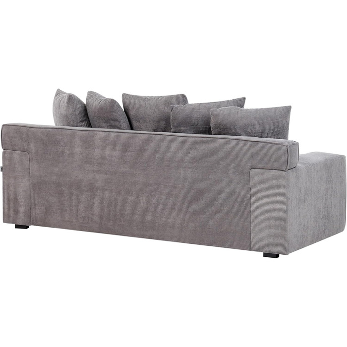 Місний диван Beliani, оббивка з темно-сірої вельветової тканини, 5 декоративних подушок, широкі підлокітники, Віскан, 3-