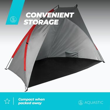 Пляжний намет AQUASTIC Concielo Легкий, компактний та захисний намет із захистом від UPF 50 120x210x120 см виготовлений з міцного поліестеру та скловолокна Ідеально підходить для пляжу Колір Сірий