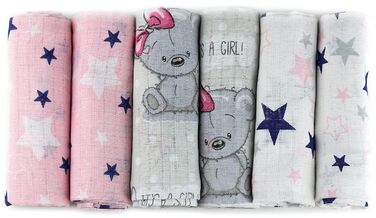 Муслінові серветки - муслінові пелюшки - упаковка 6 70x80 см - тканинні пелюшки, ЗРОБЛЕНІ В ЄС, перевірені на вміст шкідливих речо