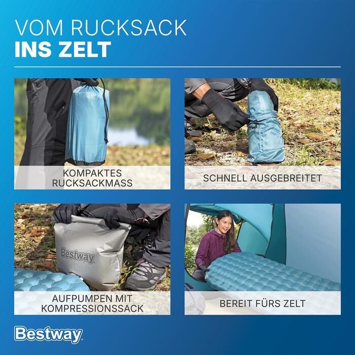 Надувний килимок для сну Bestway AlpineLite для мам, 183 x 51 x 7,5 см, звичайна повітряна подушка