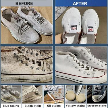 Білий крем для чищення взуття, White Sneaker Cleaner, Набір для чищення взуття для кросівок, Shoe Eraser Cleaner, Засіб для чищення білого взуття, 260г