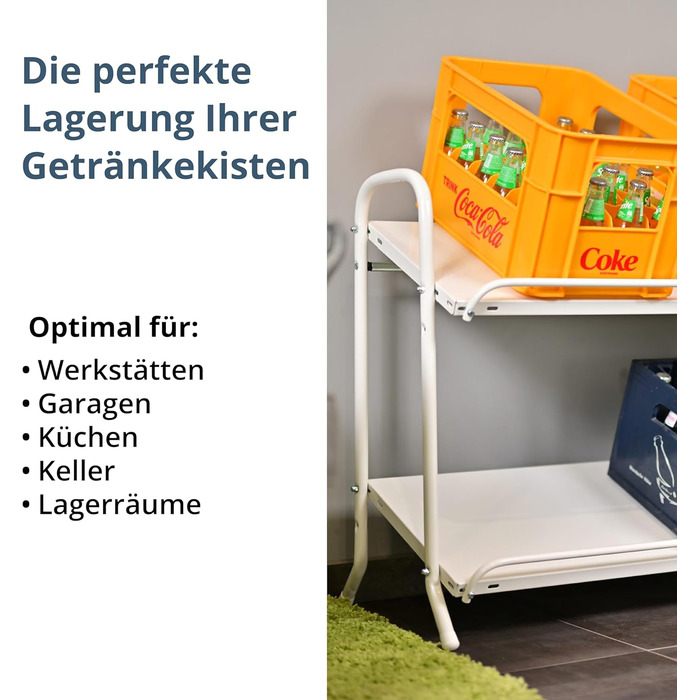 Стелаж для напоїв SCHULTE Regalwelt до 6 ящиків, 74,5x95x40 см (ВxШxГ), вантажопідйомність на полицю приблизно 60 кг, білий, стелаж для напоїв, стелаж для пивних ящиків, стелаж для пляшок, стелаж для води