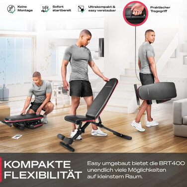 Складана силова лава Sportstech для домашнього використання, похила та плоска лава 40-в-1 з жимовою лавою, тренажер для спини, жим лежачи, німецький якісний бренд, безпечна система регулювання, BRT400