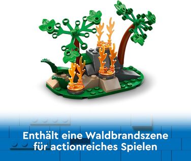 Пожежний літак LEGO City, пожежний набір з іграшковим літаком для дітей, будівельний набір з 3 фігурками пожежників та пожежним фоном, чудова ідея для подарунка для хлопчиків та дівчаток віком від 6 років 60413