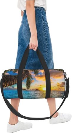 Спортивна сумка для подорожей, пляжна сумка з принтом Захід сонця, сумка на нічліг, чорна, універсальний розмір