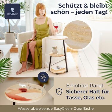 Круглий дерев&39яний журнальний столик ПЕРЕМОЖЕЦЬ ТЕСТУ з 3 полицями Край, що запобігає падінню, натуральний колір, декоративний столик та підставка для рослин для вітальні та спальні, високий столик поруч із диваном, ліжком та диваном