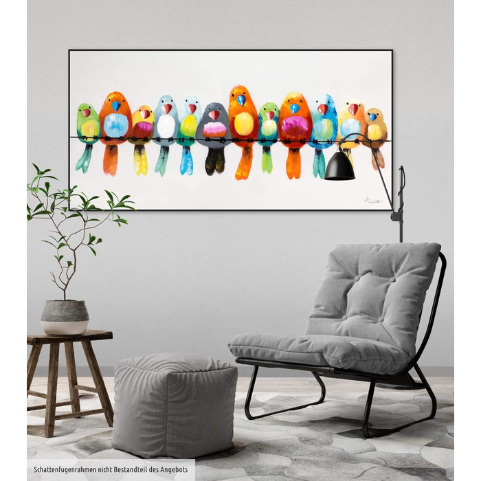 Картина на полотні ArtLoft 100 РУЧНИЙ РОЗПИС 120x60см Картина Друзі на все життя Папуга Барвисті Фотошпалери вітальня