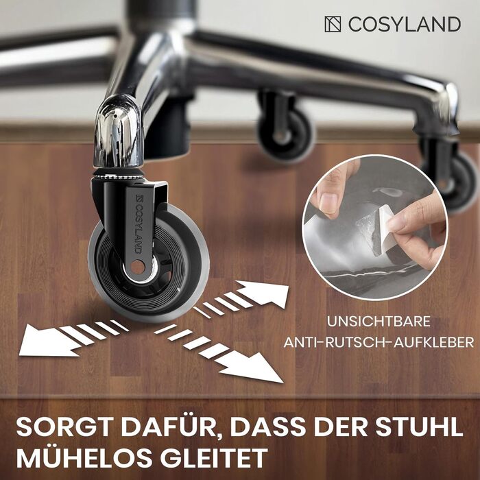 Килимок для офісних стільців COSYLAND, різні розміри - нековзний захисний килимок для стільців, молочно-білий Прозорий захисний килимок для підлоги (90x120 см)