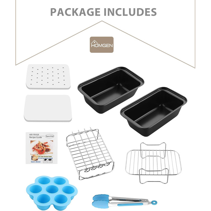 Аксесуари для фритюрниці HOMGEN 6 шт. Аксесуари для фритюрниці Двокамерна фритюрниця Аксесуари для Ninja Foodi AF400EU AF300EU 8-9.5 л Решітка для приготування їжі, папір для випічки тощо