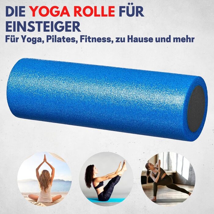 Найкращий спортивний ролик для йоги з інструкціями з вправ Колір синій/чорний Довжина 45 см, Ø 15 см Вага 0,36 кг Пінопластовий ролик для гнучкості та кровообігу