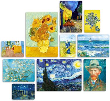 Набір з 10 багатошарових картин - Вінсент Ван Гог - Ван Гог 1 - Дерево МДФ - - 2 x 42x29,7см - 4 x 29,7x21см - 4 x 214,85см - - Го